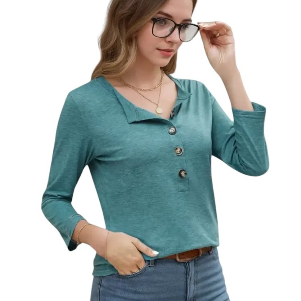 Round Neck 3/4 Sleeve T-Shirt For Women